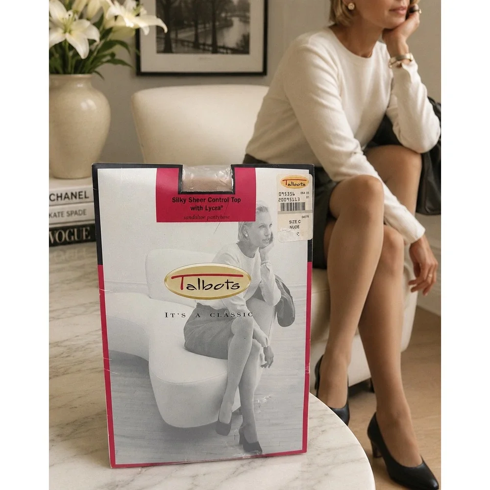 Talbots Vintage Silky Sheer Control Top Pantyhose Nude Size C NOS